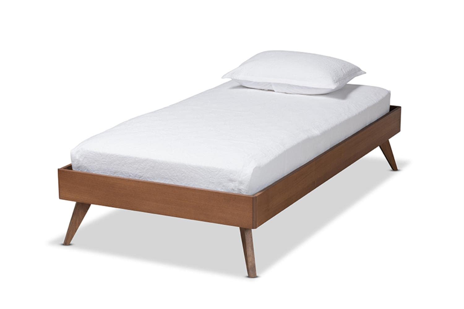 Baxton Studio Lissette Mid-Century Modern Ash Walnut Finished Wood Twin Size Platform Bed Frame